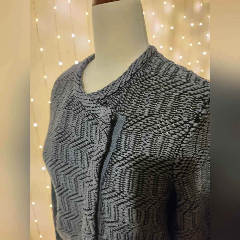 EUC Ann Taylor LOFT Maze Chunky Knit Moto Jacket in Blue Sea - Picture 9 of 12